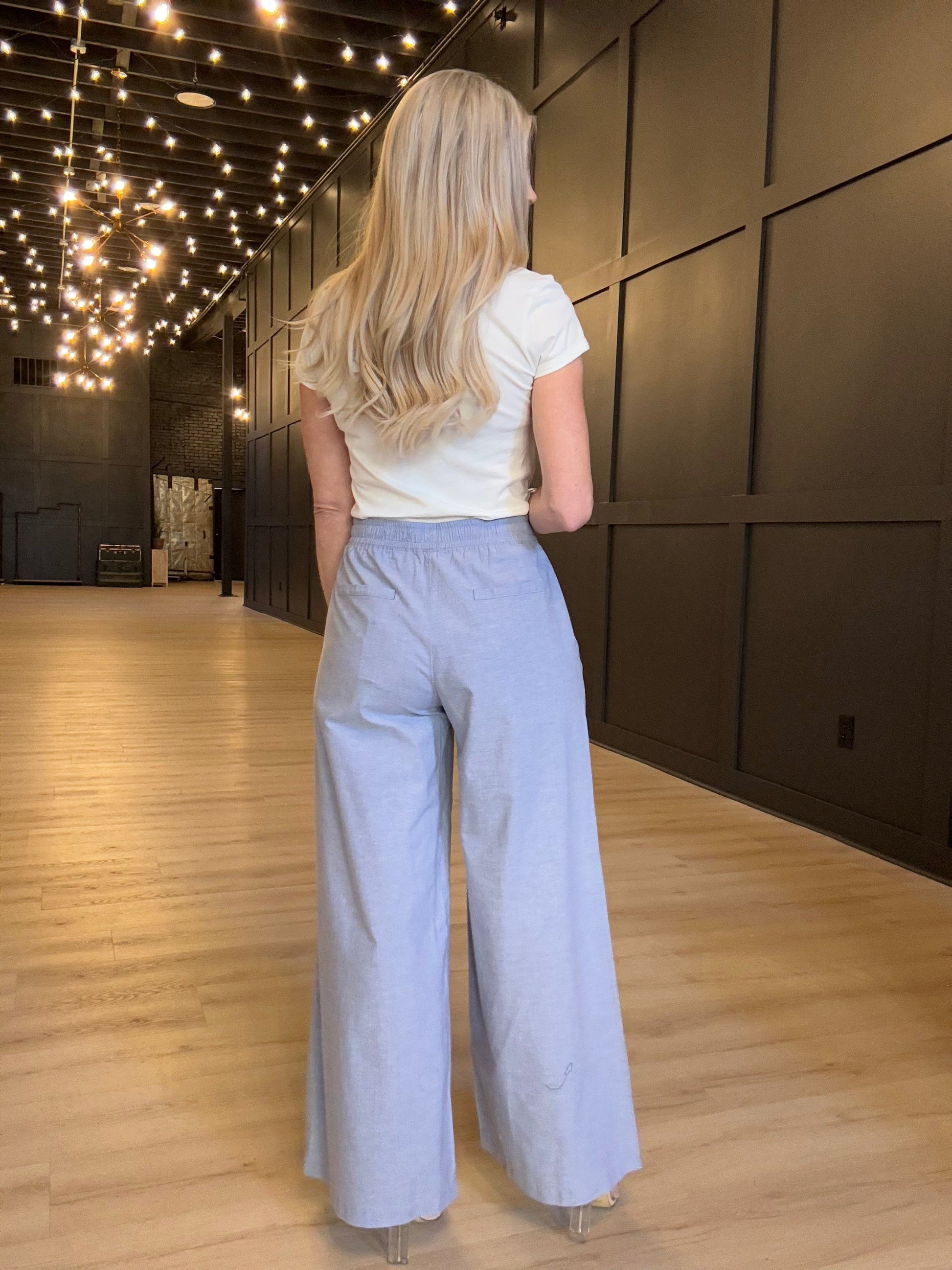 Hancock Temple Wide Leg Pant In Oxford Blue