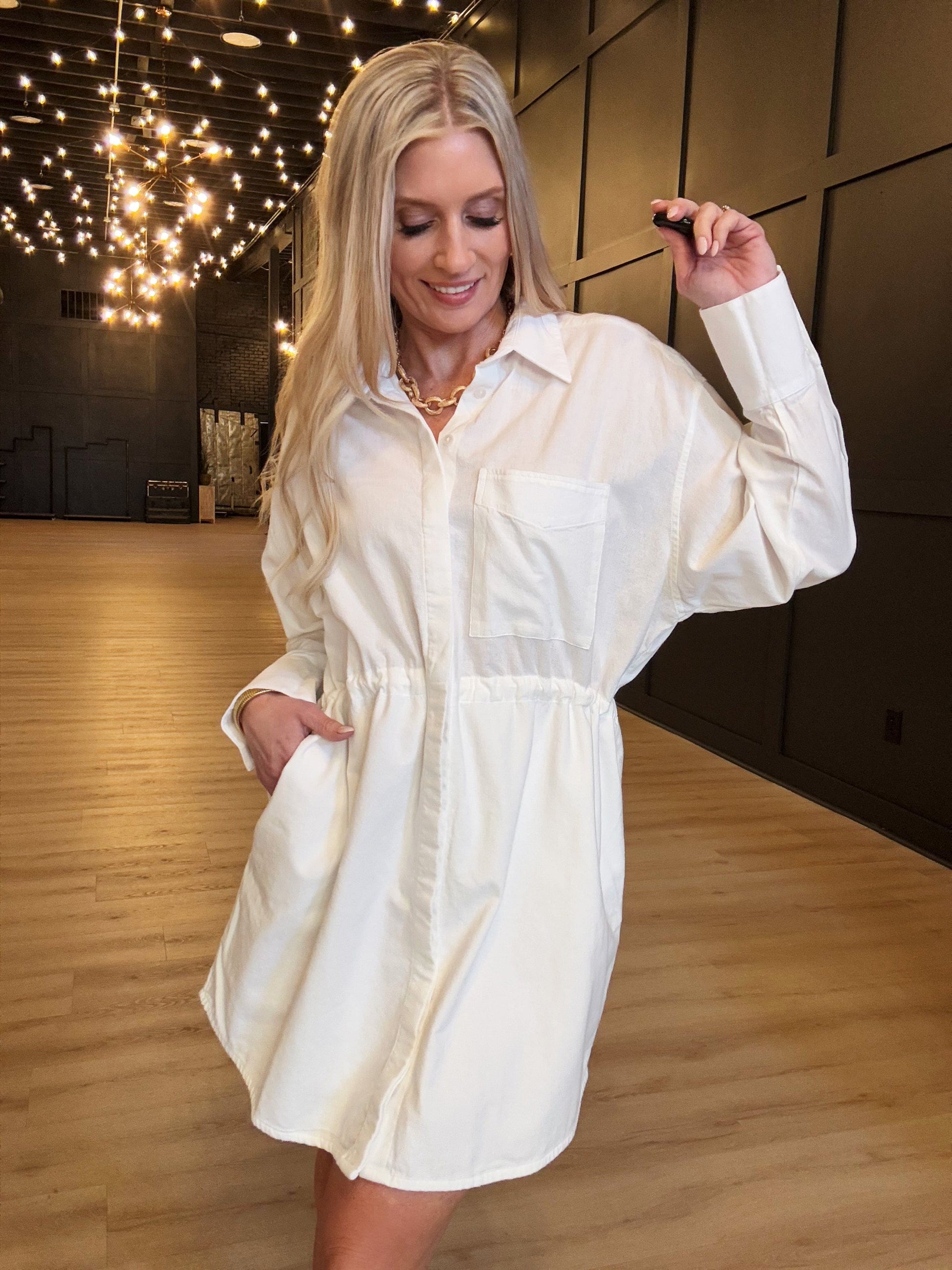 Hancock Houston Mini Dress In Tocuyo White