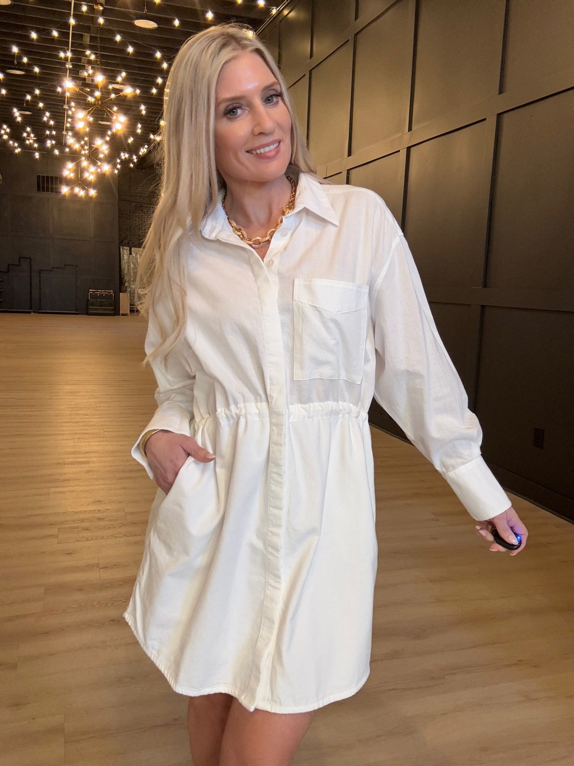 Hancock Houston Mini Dress In Tocuyo White
