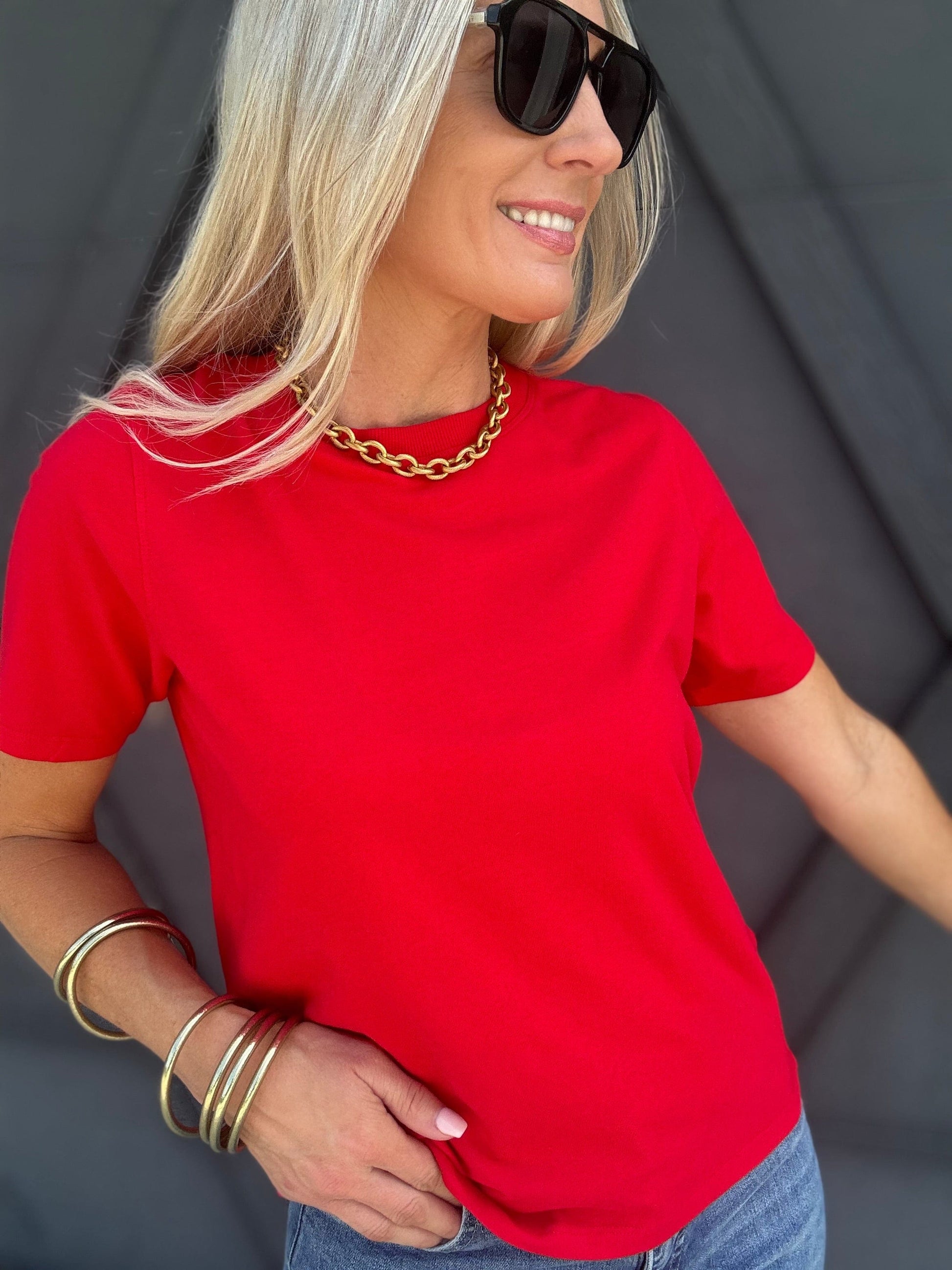 Classic Boxy Fit Tee In Cherry