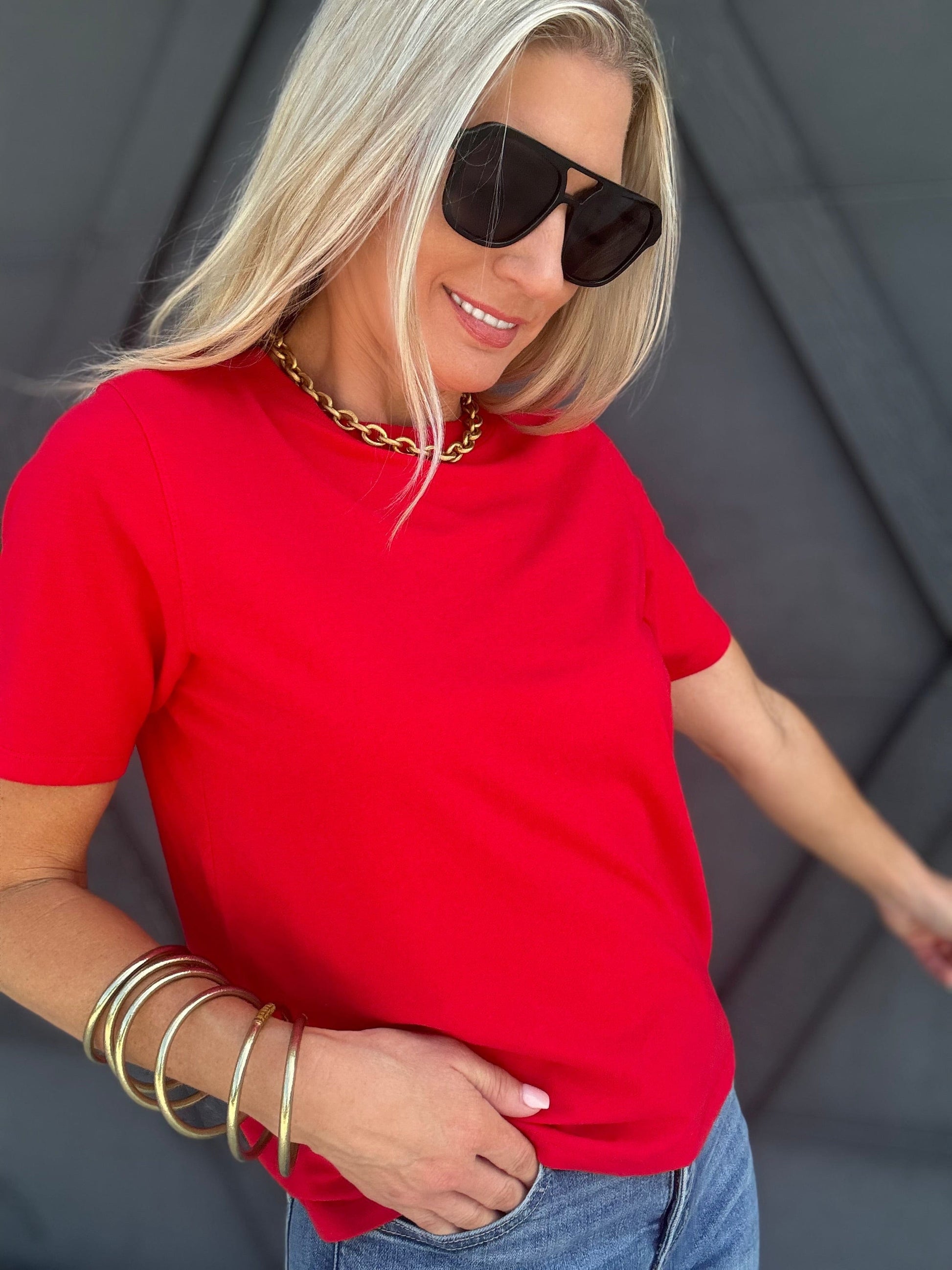 Classic Boxy Fit Tee In Cherry